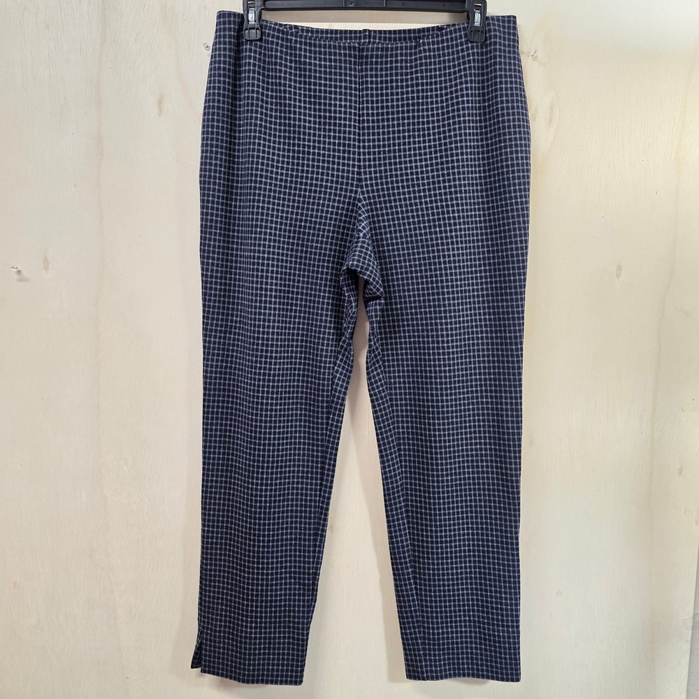 J. Jill Ponte Slim Leg Pull On Pants Black Grid Check Stretch Large